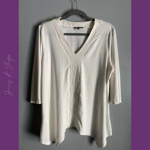 Adrianna Papell | Beautiful Long White Flowy Tunic Blouse | Size: 2XL